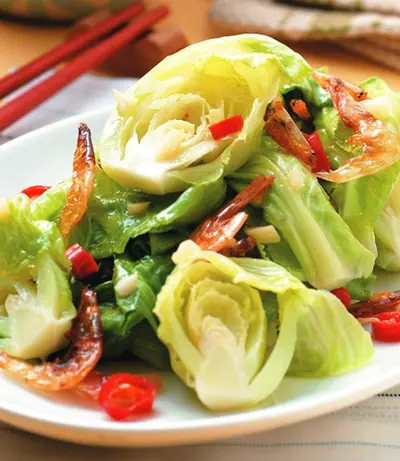 高麗菜苗炒櫻花蝦