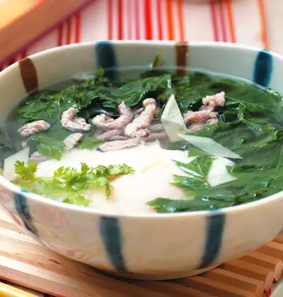 角菜肉絲蛋包湯
