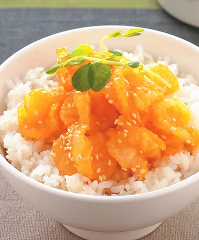 橙汁蝦球蓋飯