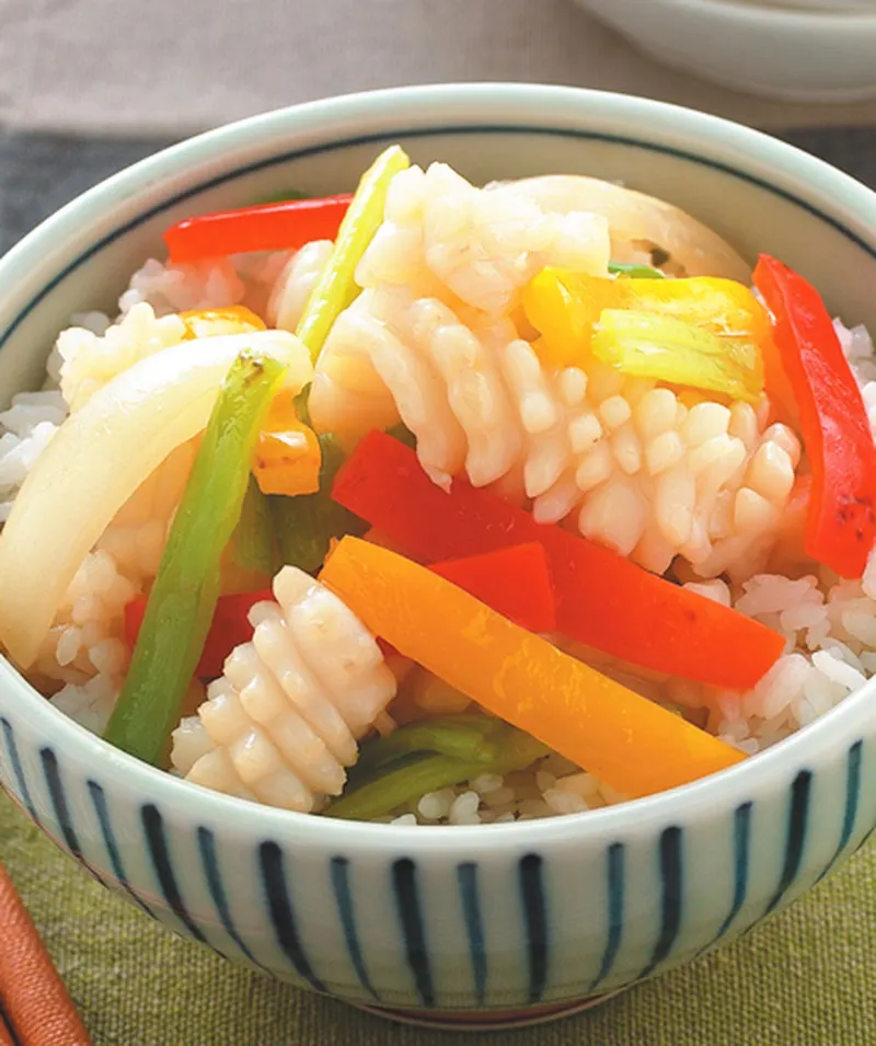 五彩花枝蓋飯