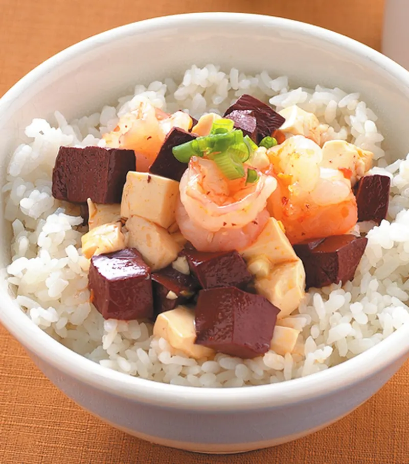 紅白豆腐蝦仁蓋飯