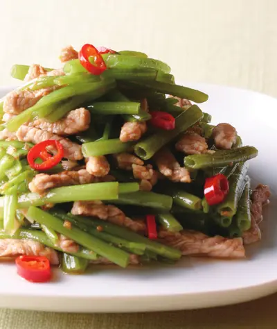 空心菜梗炒肉絲