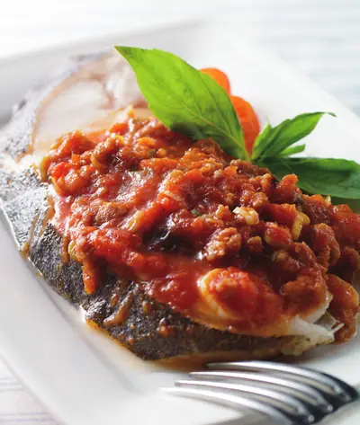 蕃茄肉醬蒸鱈魚