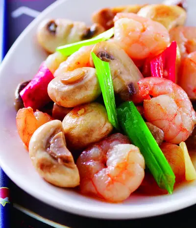 蘑菇炒蝦仁