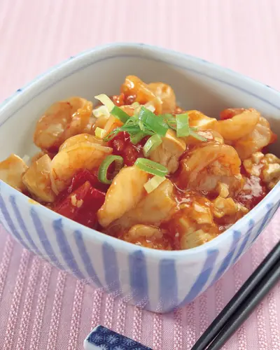 茄汁蝦仁豆腐丼
