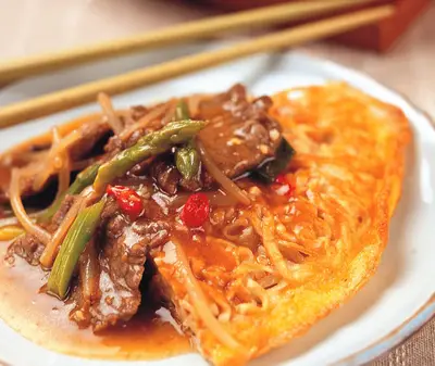 沙茶牛肉兩面黃
