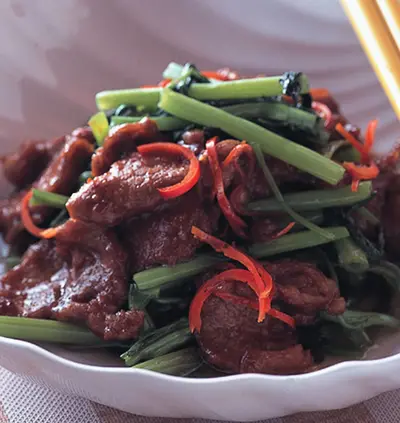 沙茶羊肉炒空心菜