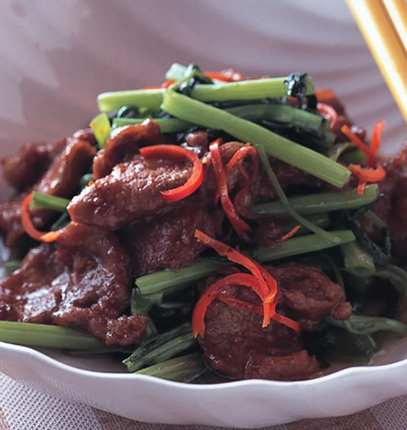 沙茶羊肉炒空心菜