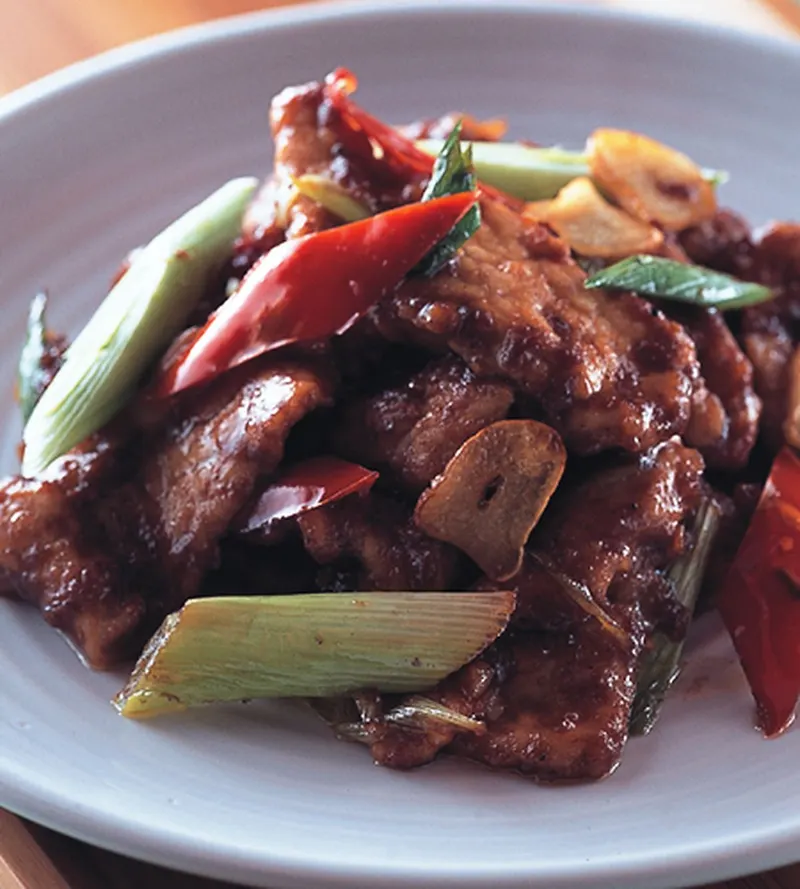 蒜苗沙茶炒肉片