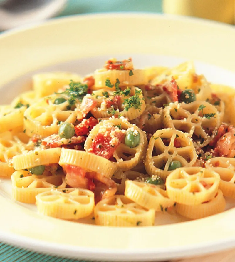 青豆培根車輪麵