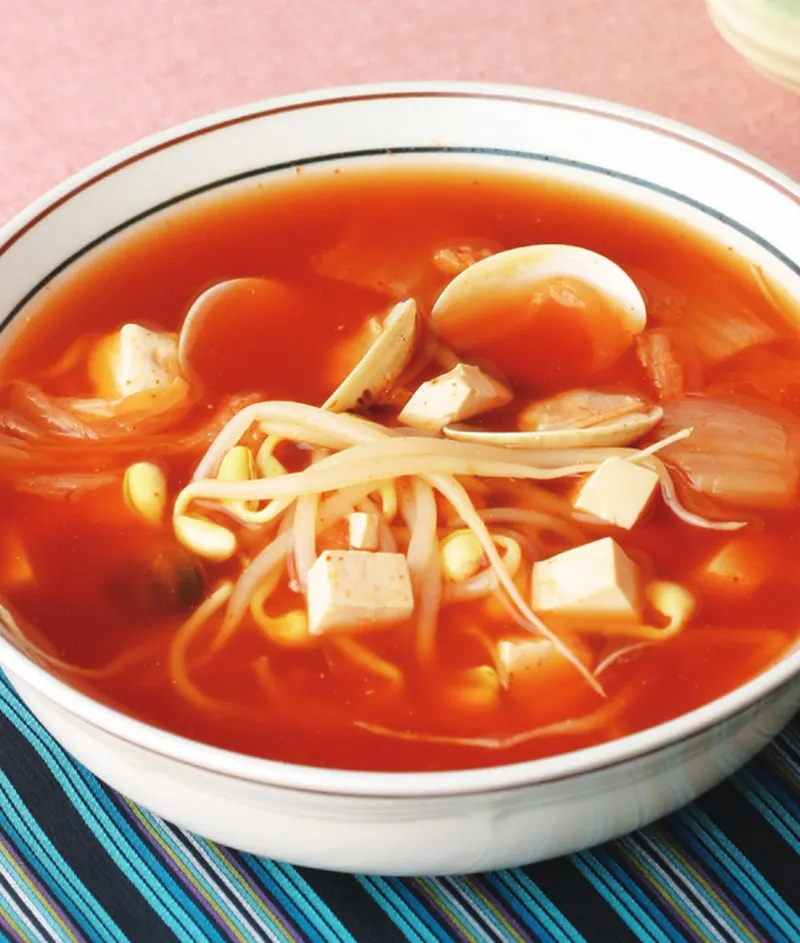 黃豆芽蛤利辣湯