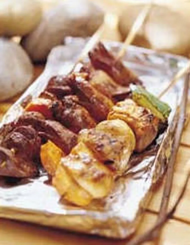 烤花果茶雞丁串、雞肫、雞心