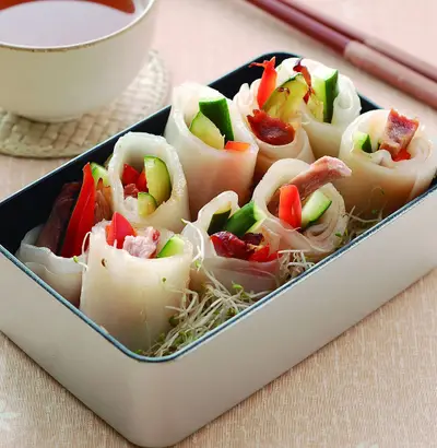 叉燒肉彩椒河粉捲