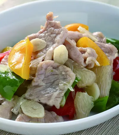 彩椒柚子肉片