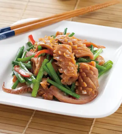 韭菜花炒魷魚(1)
