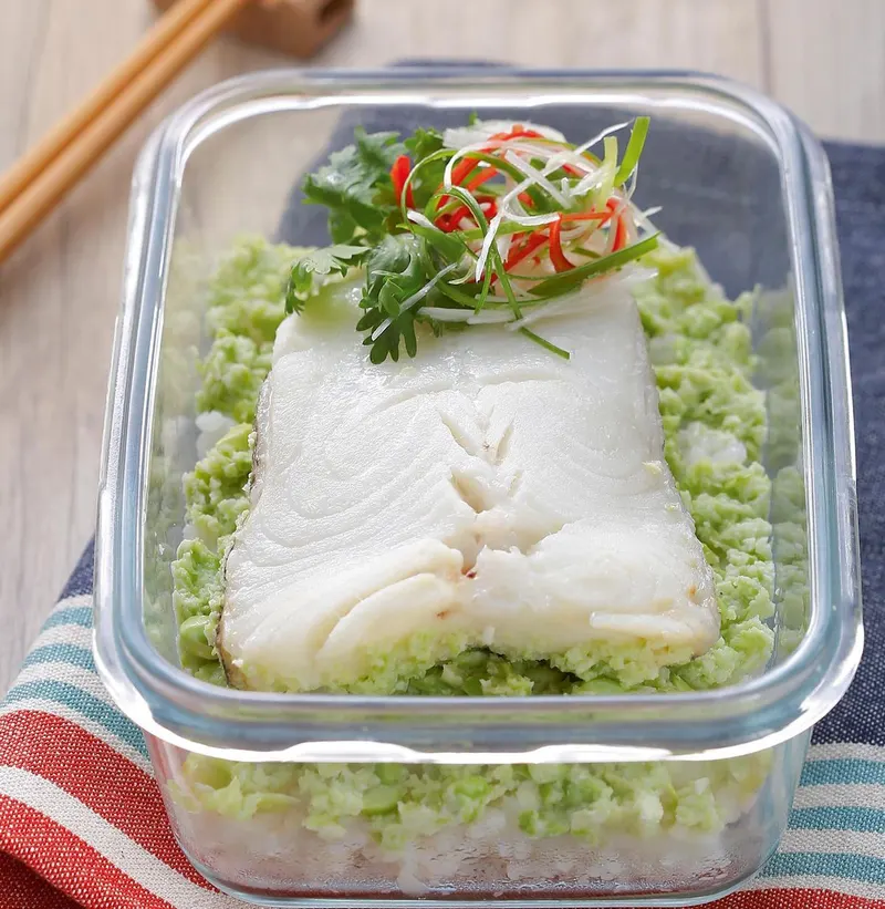 毛豆泥蒸鱈魚