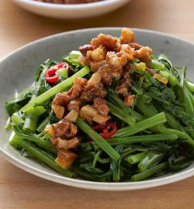 滷肉末拌空心菜