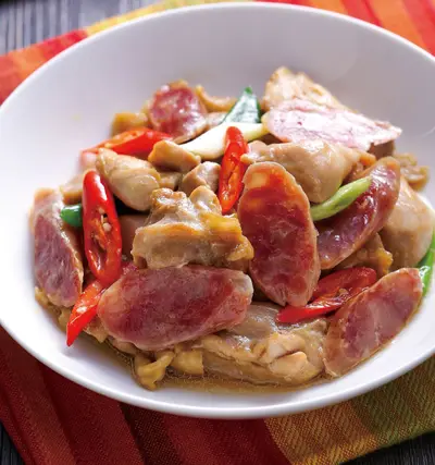 臘腸蒸雞肉