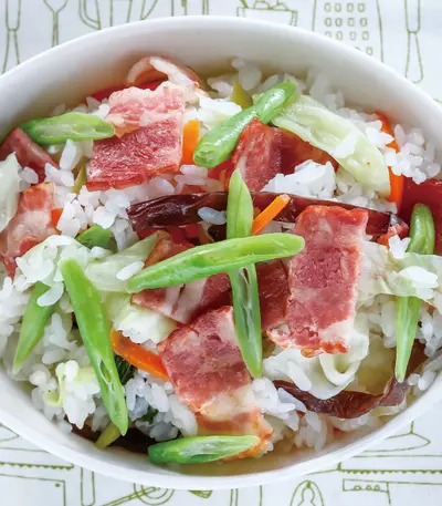 培根四季野菜炊飯