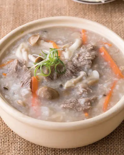 蕈菇牛肉粥