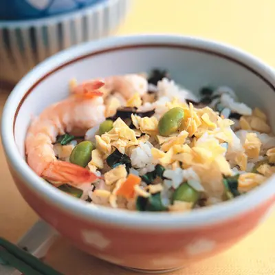 野菜草蝦拌飯