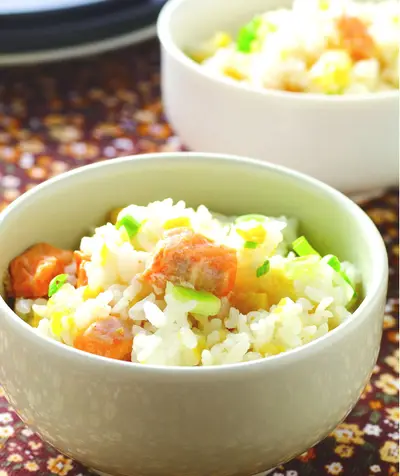 甜玉米鮭魚菜飯